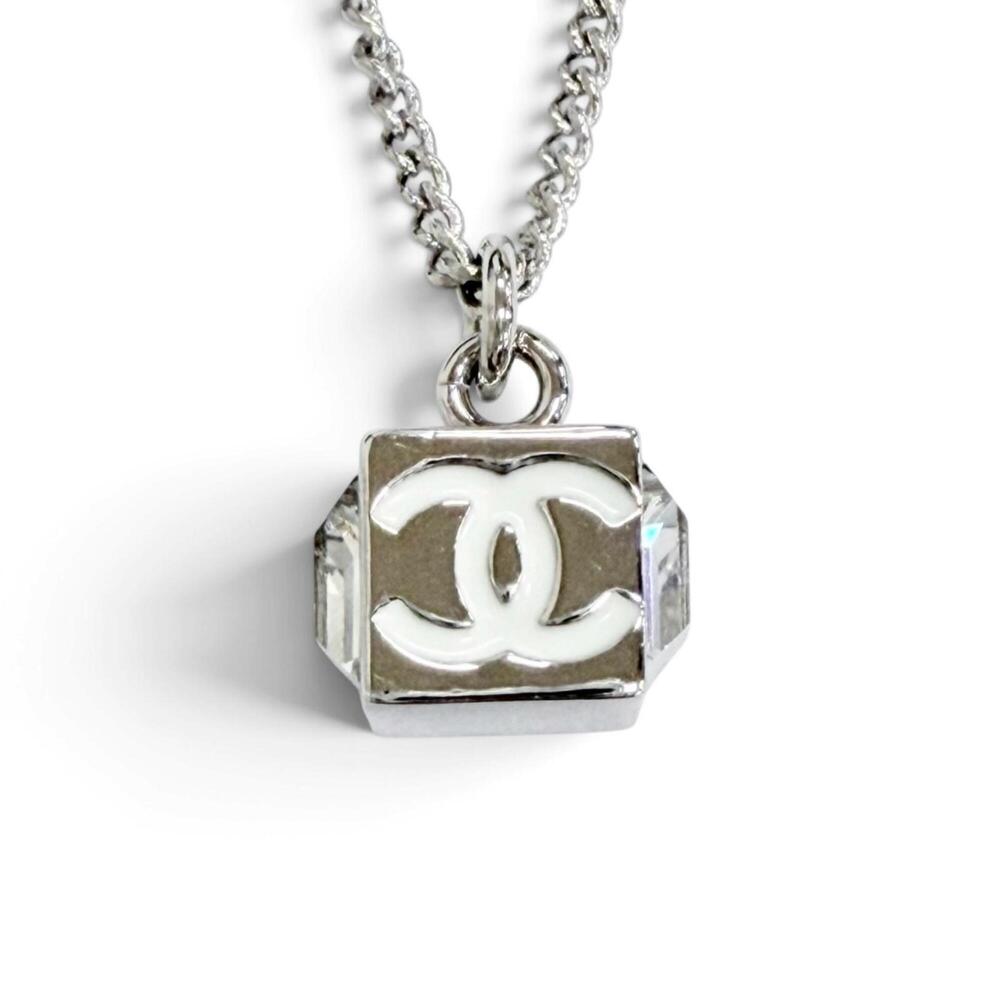 CHANEL Silver Logo Necklace